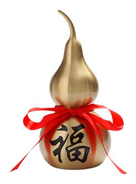 纯铜葫芦全黄铜招财中式摆件