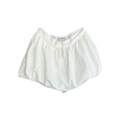 白色花苞裙低腰蓬蓬泡芙半身短裙