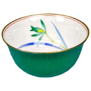 香兰社主人杯茶杯陶瓷绿釉帝王蓝黄色兰花杯子香兰舍茶杯五客杯