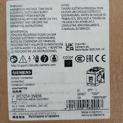 溢价-3RT1054-3NB36 接触器  德国