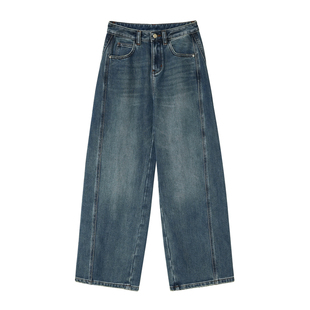 高个子款 女士保暖抓绒酷飒弯刀裤 微阔高腰棉质牛仔裤女裤 冬k