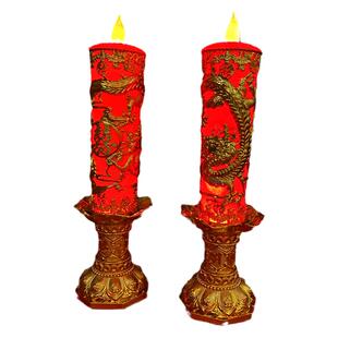 结婚婚礼女家嫁妆婚房装饰布置上头龙凤电子蜡烛新人拜祖电子火灯