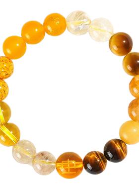 普陀山五行平衡手链属土补土缺土黄色天然水晶手串护身符男女饰品