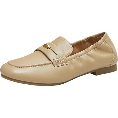 天美意平底休闲乐福鞋复古单鞋女一脚蹬小皮鞋秋季新款BL911CA5