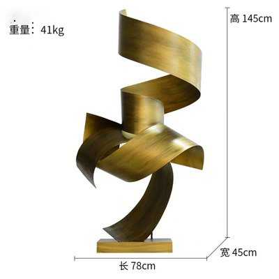新款酒店大堂售楼处抽象卷形落地摆件装饰景观铁艺雕塑大型摆设工
