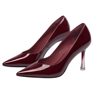 [秦岚同款]KISSCAT接吻猫[微醺舞曲]气质单鞋婚鞋尖头红色高跟鞋