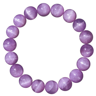 天然紫锂辉石手链女冰种薰衣草紫锂辉猫眼单圈手串水晶饰品送女友