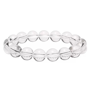 天然近全净体白水晶圆珠手链 单圈水晶手串 A货