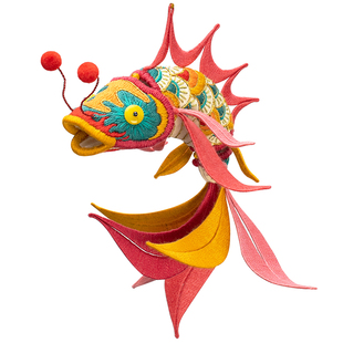 王的手创 春节鱼灯刺绣手工diy材料包中国风挂件自绣发光发簪礼物