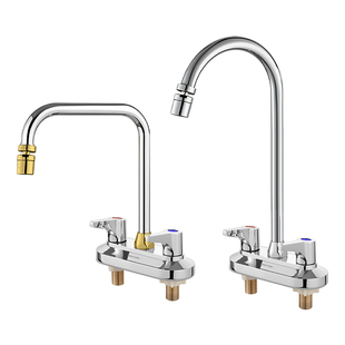 双孔面盆龙头水龙头三孔陶瓷盆加高混水阀龙头不锈钢菜盆两联龙头