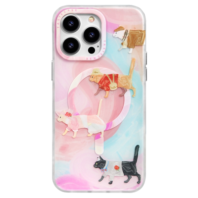 穿衣服的猫磨砂磁吸iPhone手机壳