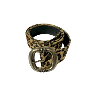 明星款！豹纹皮带海马毛皮革潮酷克罗金属扣男女通用腰带小众裤带