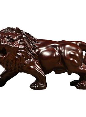 黑檀实木木雕雕刻狮子摆件客厅