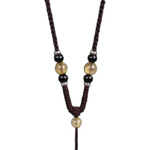 纯手工编织二毫米细款男女式天然金发水晶项链吊坠挂件绳子调节款