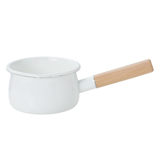 霜山珐琅小奶锅木柄无涂层搪瓷煮蛋锅迷你辅食锅一人食泡面锅单柄