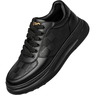 杨烁同款ZRO零度男鞋冬季加绒板鞋男士真皮轻量厚底黑色休闲鞋子