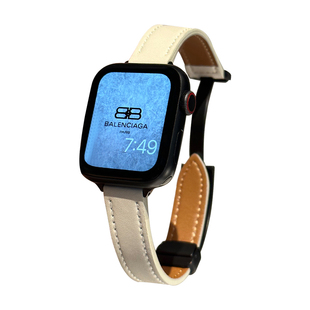 KASO适用于applewatch11表带女苹果手表s10真皮iwatch6/5/4/3代细款磁吸扣s8/s7小蛮腰41/45/44mm皮质ultra