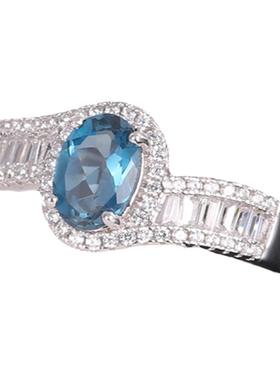 天然彩宝女纯银时尚个性扭臂戒指