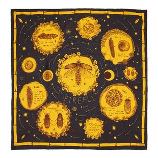 daparo yeung 达普罗萤火虫蚕丝真丝斜纹丝巾发带发箍女文创礼物