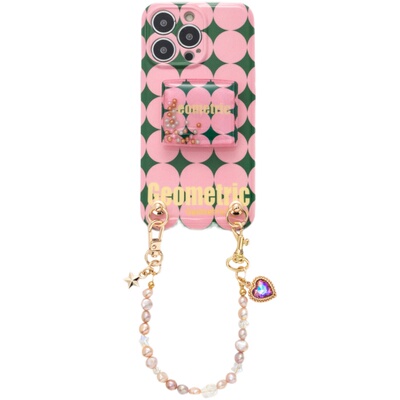 粉色流动ins珍珠手提链手机壳