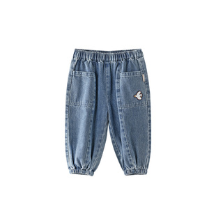 【线条牛仔】博睿恩男女宝宝时髦百搭牛仔裤春款儿童长裤休闲