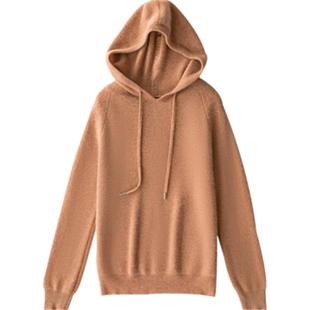 2026春季新款羊绒连帽针织衫女卫衣宽松带帽打底衫加厚百搭毛衣