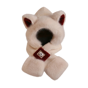 狐狸耳朵帽子围巾口罩一体女冬季可爱洋气防风骑车保暖护耳皮草帽