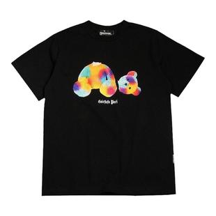 热感透析经典bear断头熊仔可爱搞怪俏皮宽松落肩oversize短袖T恤