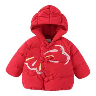 巴拉巴拉儿童羽绒服女童红色外套2026新款童装小童宝宝国风拜年服