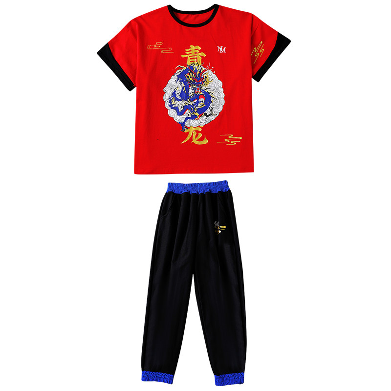 中国风纯棉2夏季龙男童短袖套装