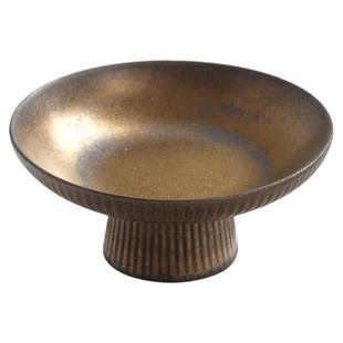 中式高脚茶点盘粗陶水果盘日式点心干果陶瓷佛手柑托盘禅意小碟子