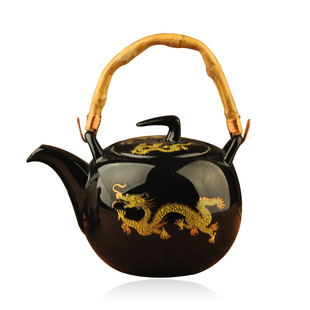 餐厅酒店老式提梁壶单壶陶瓷大容量家用水壶茶具泡茶壶茶杯带过滤