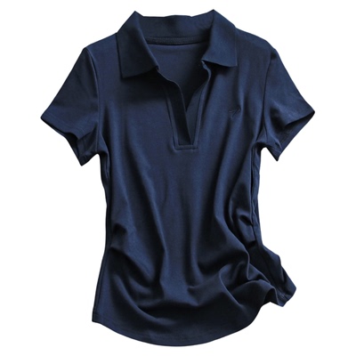 纯色收腰修身通勤正肩短袖T恤女