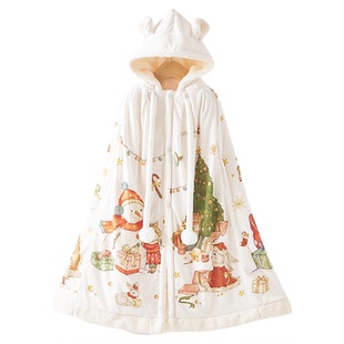 bubbletree婴儿牛奶绒披风长款斗篷圣诞新生宝宝披肩秋冬外出保暖