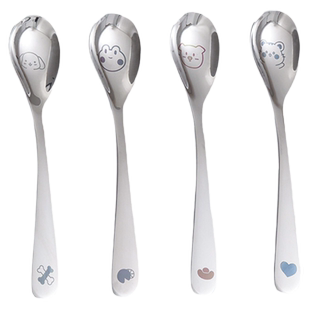 304不锈钢卡通图案勺头辅食勺婴儿勺子宝宝学吃饭喂饭勺儿童餐具