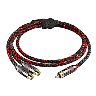 佳耐美 4芯6N无氧铜莲花转2RCA母头一分二低音炮音频线音响连接线