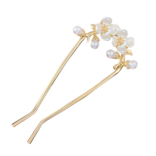 u型仿珍珠发钗2025新款后脑勺盘发簪子古风高级感发夹新中式头饰