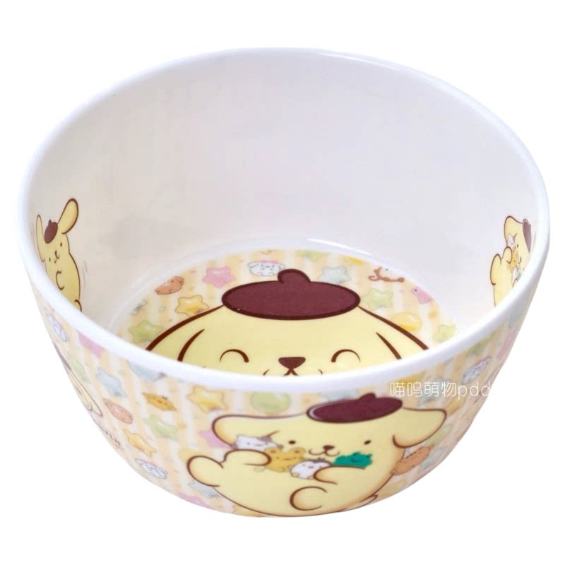 新款布丁狗小孩饭碗5寸宝宝耐摔吃饭碗家用食品级密胺碗盘四件套