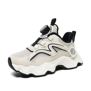 小黄鸭男童鞋子秋冬款2025新款皮面防水儿童运动鞋轻便减震跑步鞋