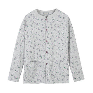 中老年秋衣女纯棉开衫外穿上衣系扣妈妈保暖内衣薄款老人棉毛衫