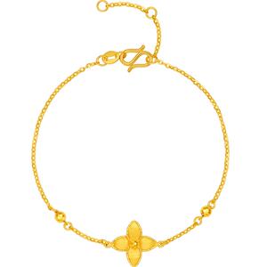 周六福5G黄金手链女闪亮拉丝足金计价曳光系列送女友节日礼物