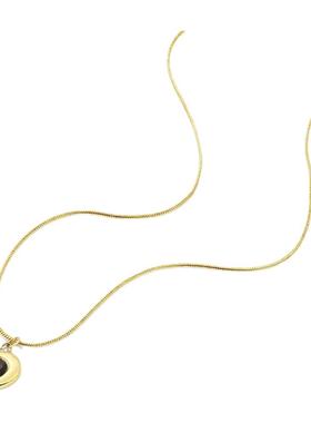 法式复古黑色桃心吊坠小众轻奢高级艺术感2025新款钛钢锁骨链QR01