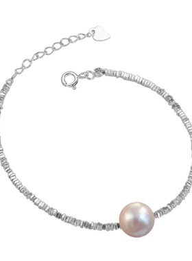 高配纯银正圆淡水爱迪生珍珠手链