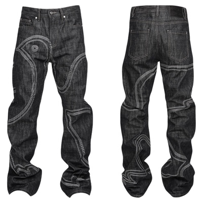 Vinkid(云梯) 多缝线和平鸽赤耳牛仔裤 美式潮流国潮宽松休闲长裤