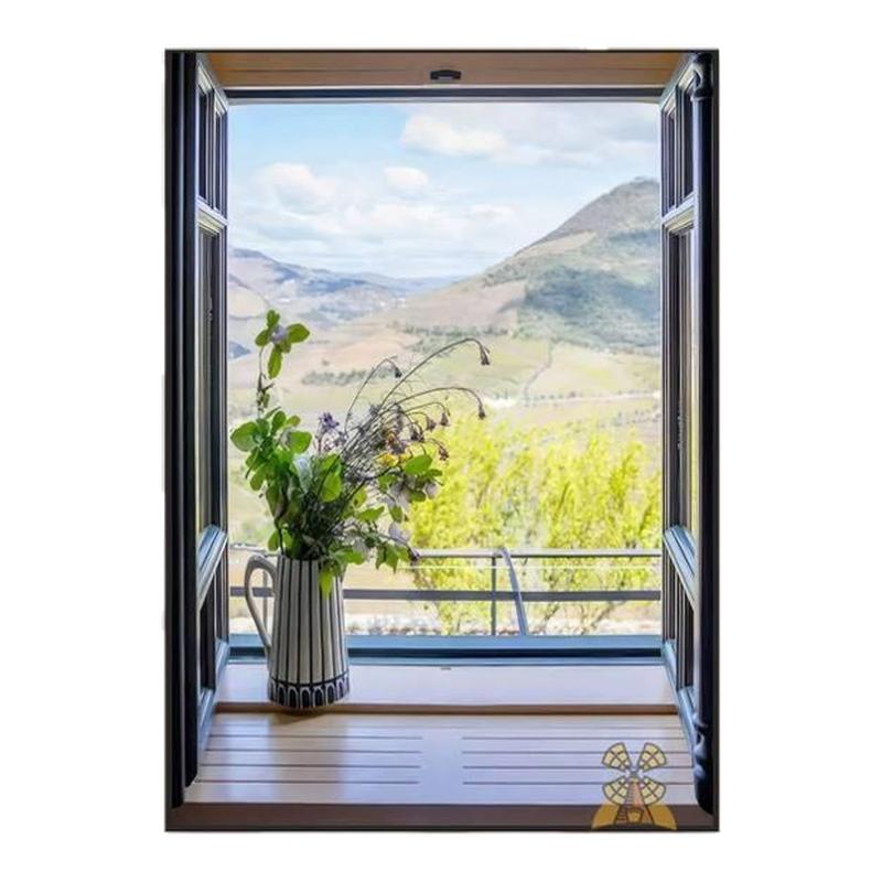 油画风春暖花开大幅开窗风景画假窗户装饰画玄关延伸感咖啡店挂画