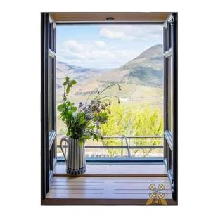 油画风春暖花开大幅开窗风景画假窗户装饰画玄关延伸感咖啡店挂画