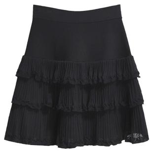 针织半身裙女秋冬黑色半裙短款裙子百褶蛋糕裙今年流行裙子花苞裙