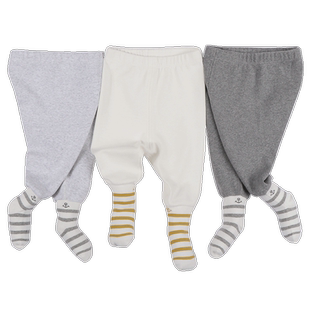 婴儿童高腰连脚连袜裤春秋冬加厚纯棉保暖打底裤外穿大pp包脚睡裤