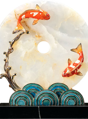 新中式年年有鱼平安扣摆件客厅