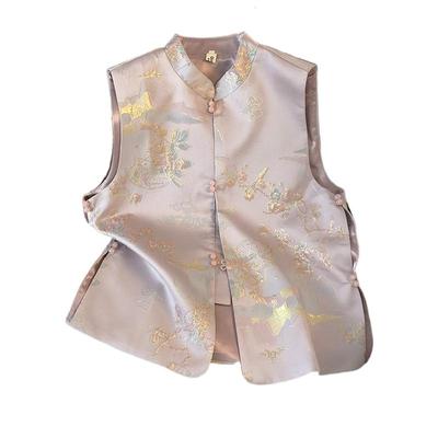 新中式国风高端缎面马甲上衣